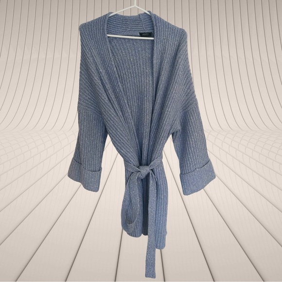 Yesta Sweaters - Yesta Blue Women's Belted Cardigan Sweater.  Size 14W